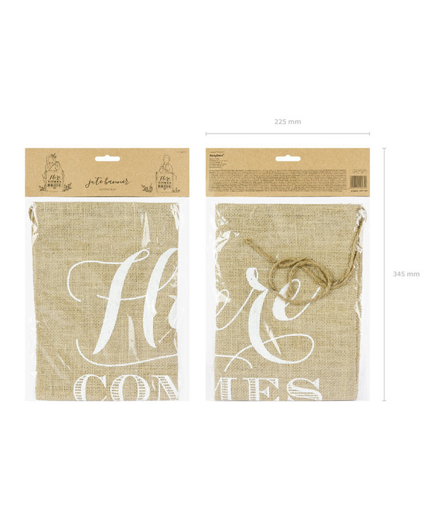 Here comes the bride | 41x51cm | Jute banner | Bruiloft