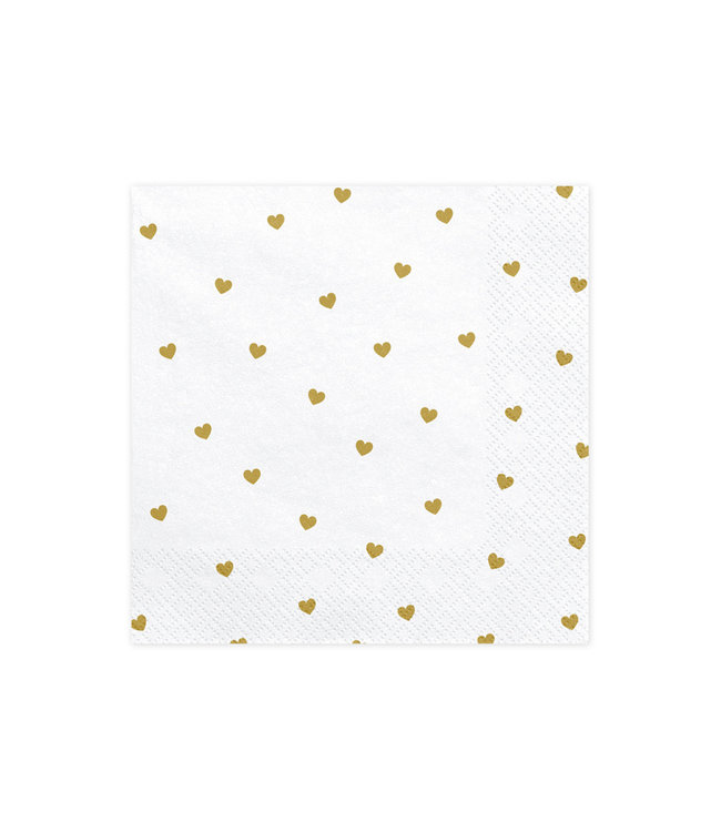 Servetten hartjes | goud | 20 stuks