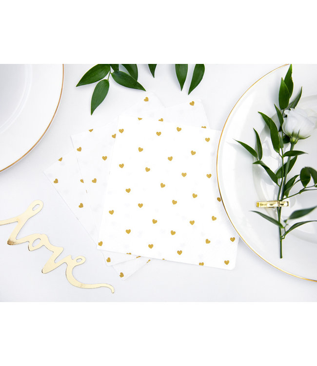 Servetten hartjes | goud | 20 stuks