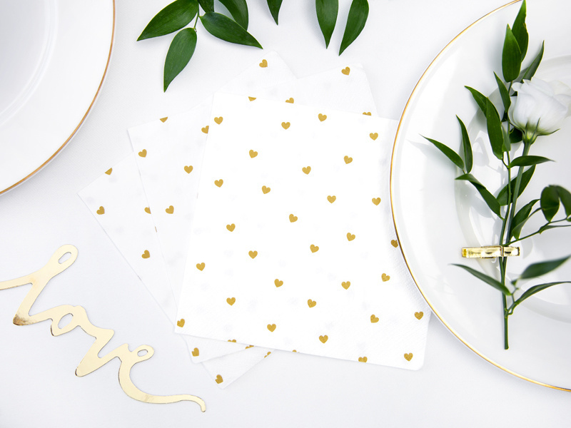 Servetten hartjes | goud | 20 stuks