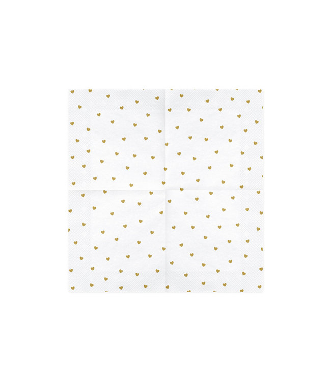 Servetten hartjes | goud | 20 stuks