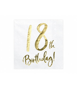 PartyDeco Servetten 18th birthday | Goud | 20 stuks