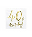 PartyDeco Servetten 40th birthday | wit-goud | 20 stuks