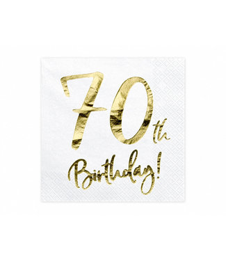 PartyDeco Servetten - 70th birthday - Goud - 20 stuks