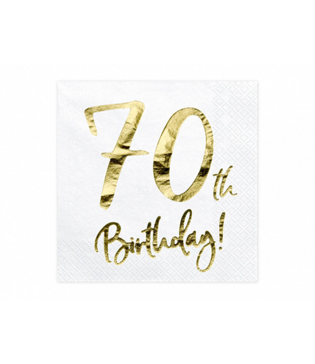 PartyDeco Servetten 70th birthday | wit-goud | 20 stuks