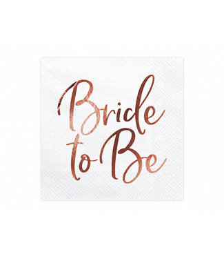 PartyDeco Servetten Bride to Be | Wit-Rosegoud | 20 Stuks