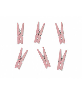 PartyDeco Mini houten knijpers roze | 10 stuks