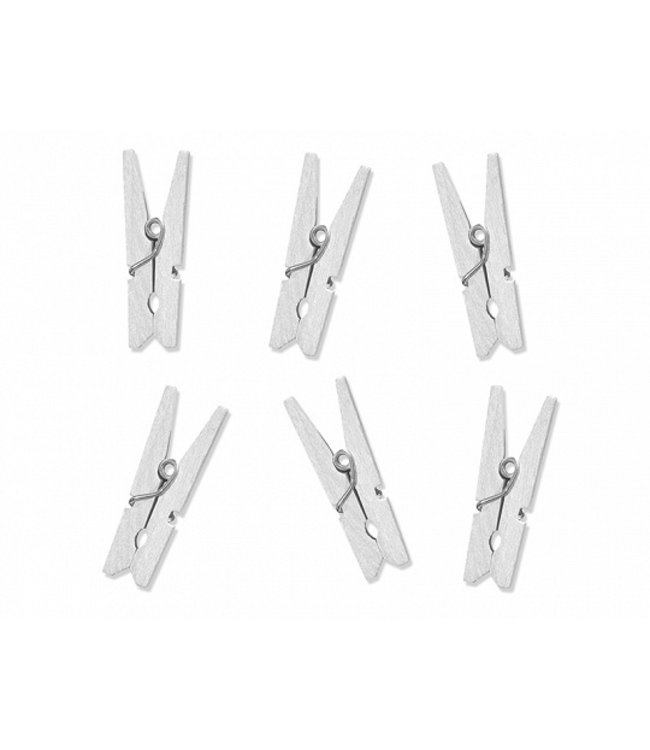 PartyDeco Mini houten wasknijpertjes wit | 3 cm | 10 stuks