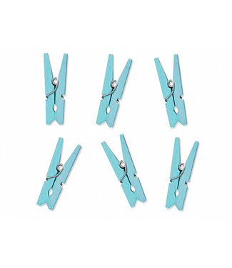 PartyDeco Mini houten knijpers lichtblauw | 10 stuks