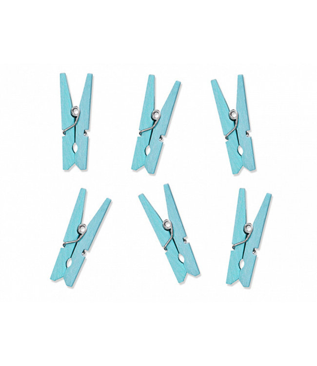 PartyDeco Mini houten wasknijpertjes lichtblauw | 3 cm | 10 stuks