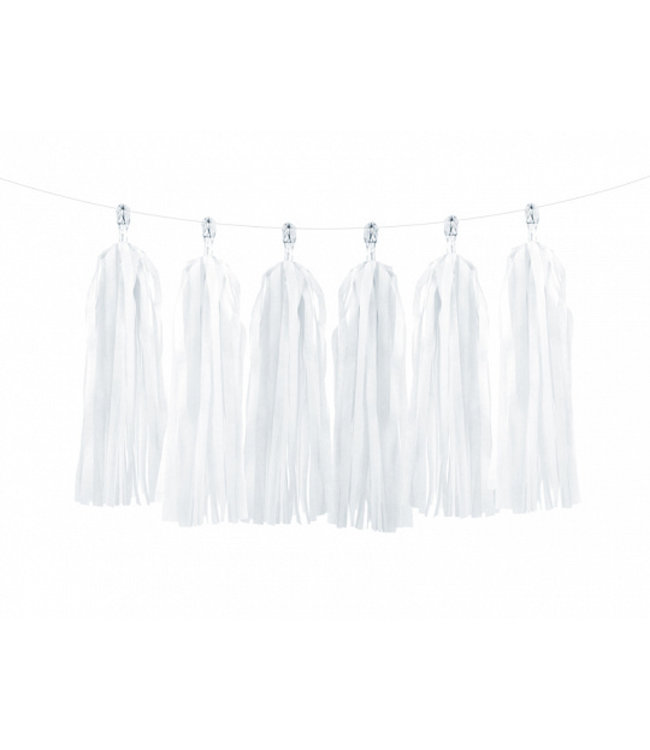 Tassel slinger wit | 1,5 meter | 12 tassels | DIY