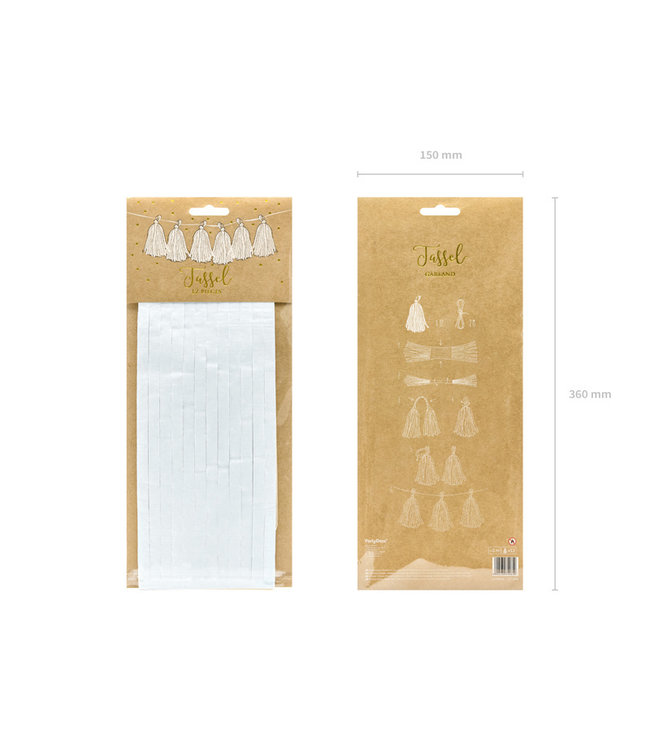 Tassel slinger wit | 1,5 meter | 12 tassels | DIY