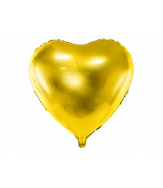PartyDeco Folieballon Hart Goud | 45 cm