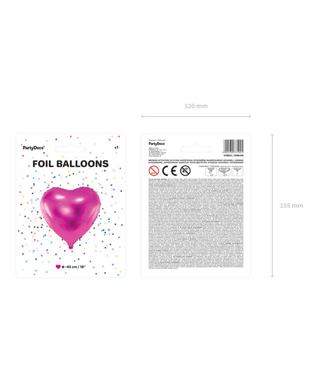 Hartenballon folie - Donker Roze - 45 cm