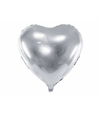 PartyDeco Folieballon hart Zilver - 45 cm