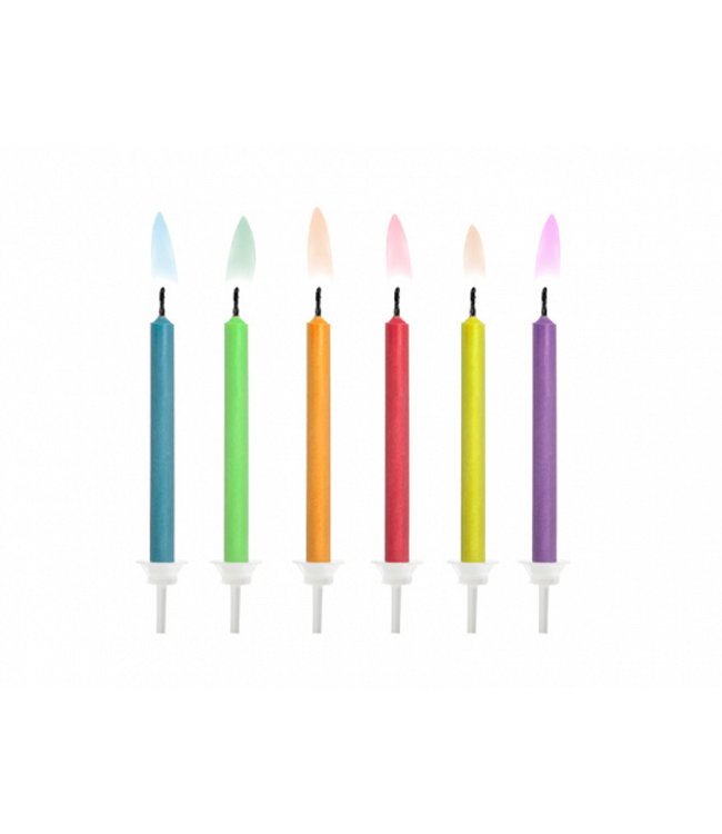 Taartkaarsjes magical | met gekleurde vlam | 6 stuks