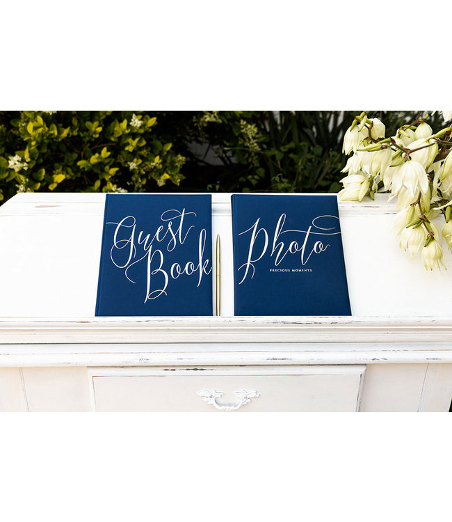 OUTLET Gastenboek navy-goud - 22 pagina's