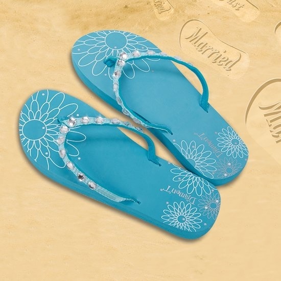 Slippers Just Married - huwelijksreis - trouwcadeau Blauw