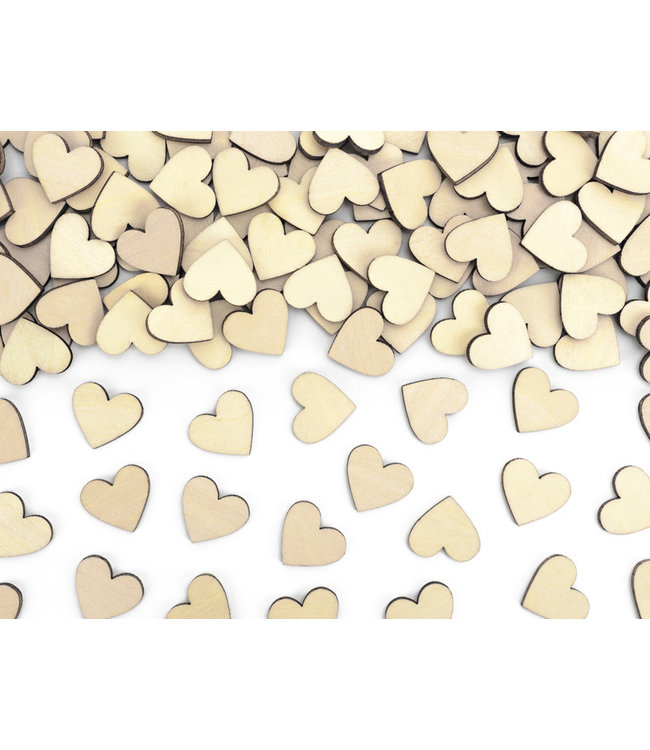 Houten hartjes tafelconfetti - 50 stuks