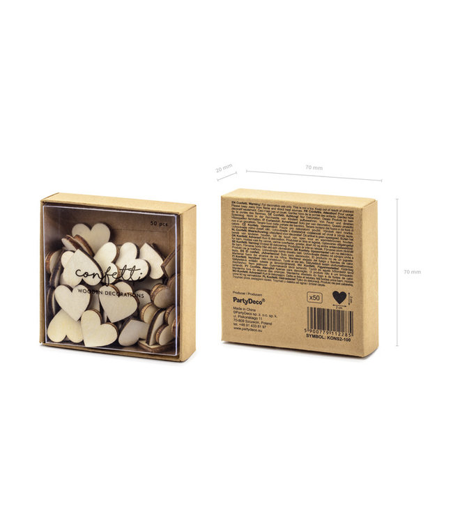 Houten hartjes tafelconfetti - 50 stuks