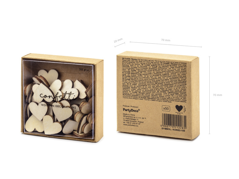 Houten hartjes tafelconfetti - 50 stuks
