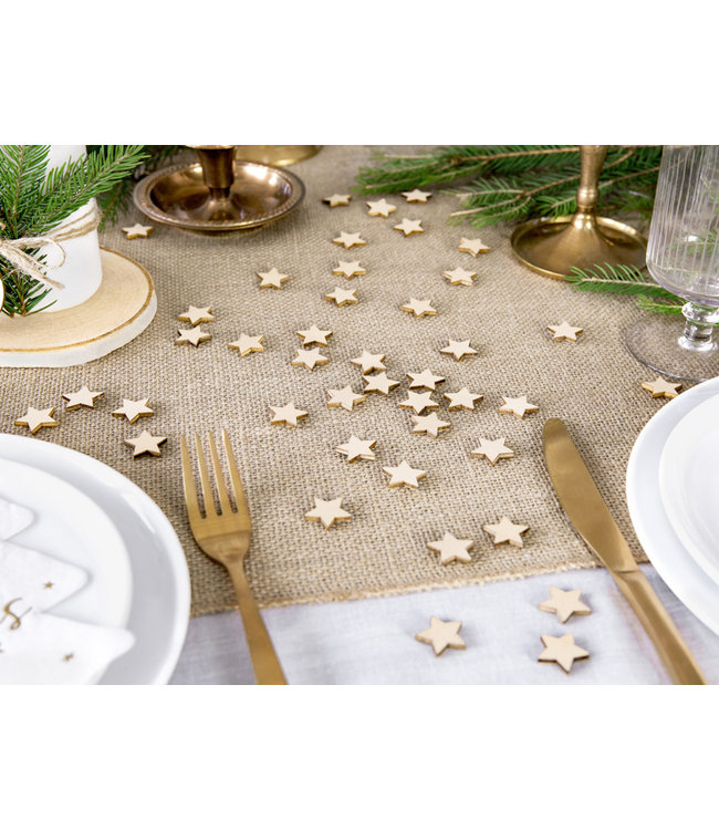 Houten sterretjes tafelconfetti | 50 stuks