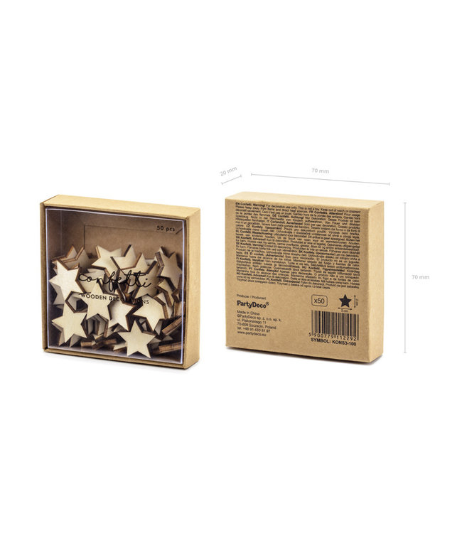 Houten sterretjes tafelconfetti | 50 stuks