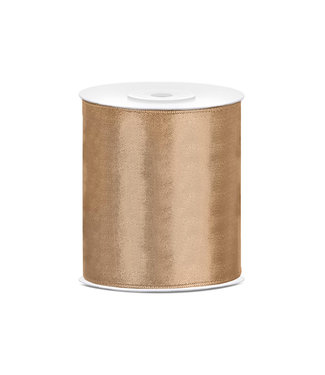 PartyDeco Satijnen lint Light Gold | 10 cm x 25 m