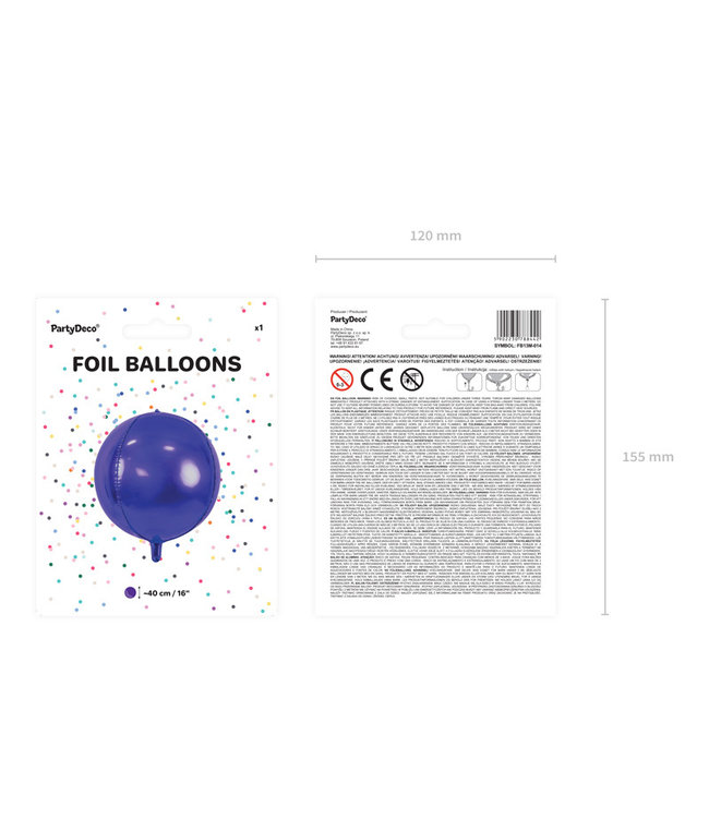 Folieballon bal paars - 40 cm