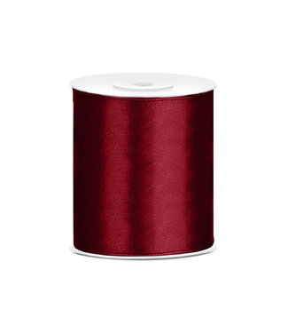 PartyDeco Satijnen lint bordeaux rood | 10 cm breed x 25m