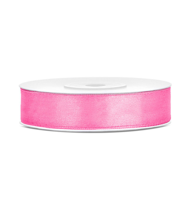 PartyDeco Satijnen lint roze 12mm breed- 25m lang