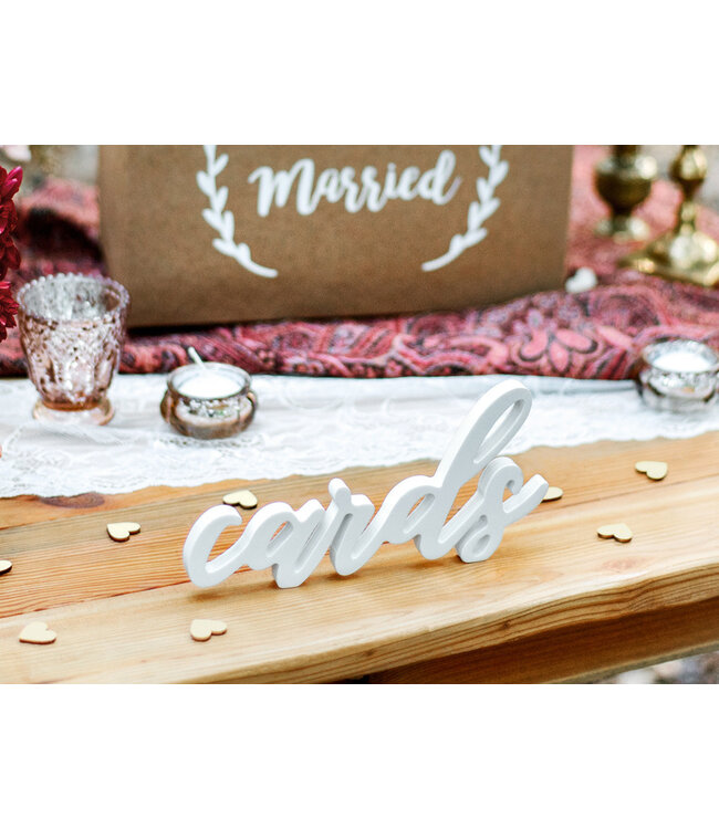 OUTLET Cards - Houten decoratie - wit 20x10cm