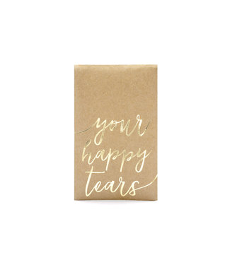 PartyDeco Zakdoekjes | Your happy tears | kraft/goud - 10 stuks