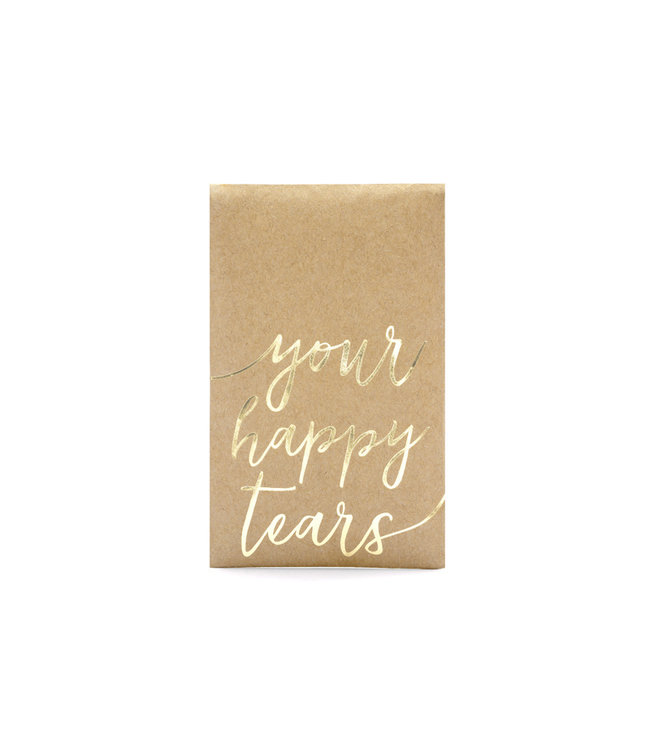 PartyDeco Zakdoekjes - Your happy tears - kraft/goud - 10 stuks