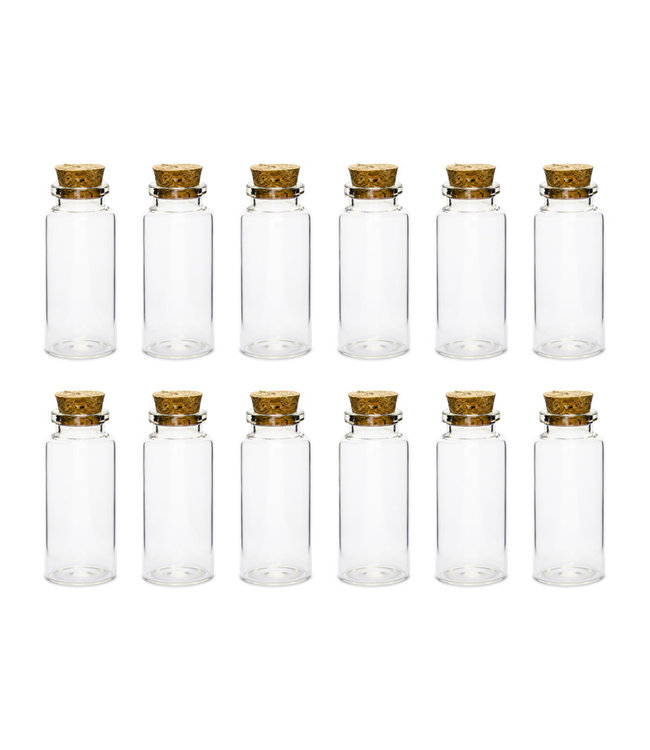 Glazen flesjes met kurk - 12 stuks