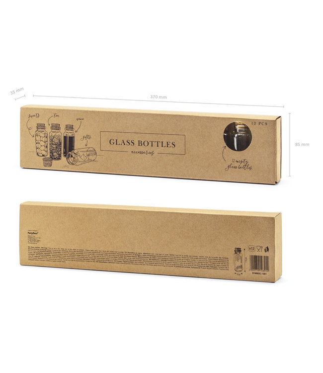 Glazen flesjes met kurk - 12 stuks