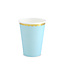 Papieren bekers - blauw met gouden rand - 6 stuks