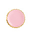Papieren bordjes - roze met gouden rand - 6 stuks