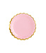PartyDeco Papieren bordjes - roze met gouden rand - 6 stuks