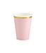 Papieren bekers - roze met gouden rand - 6 stuks