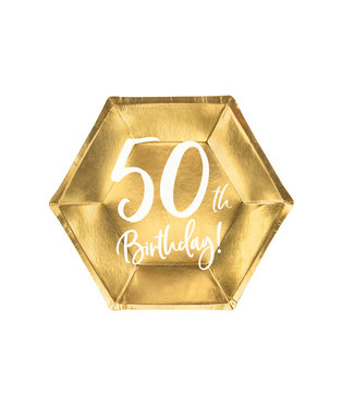 PartyDeco Borden Goud 50th Birthday | 20cm | 6 stuks