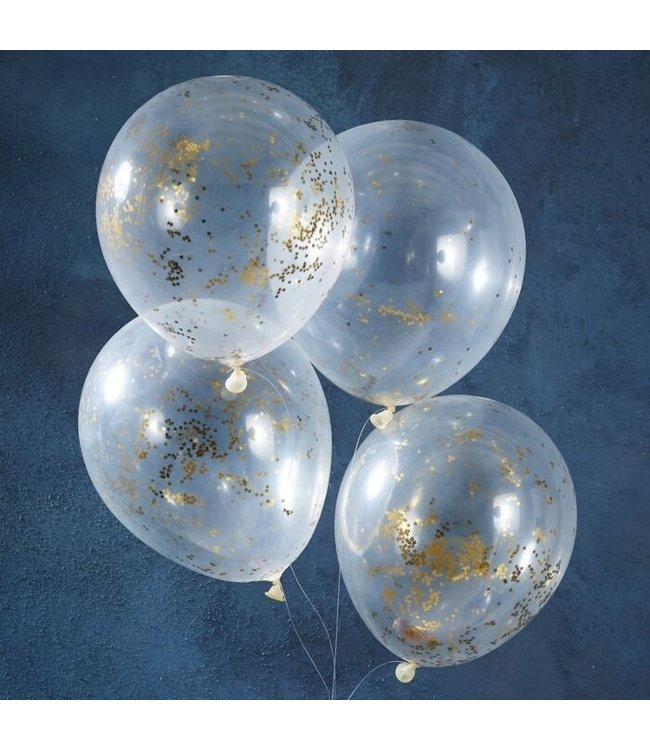 Ginger Ray Glitter ballon sterren - goud - 5 stuks