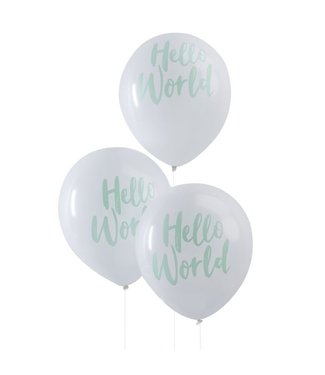 Ginger Ray OUTLET Hello world mint groen - ballonnen - 10 stuks