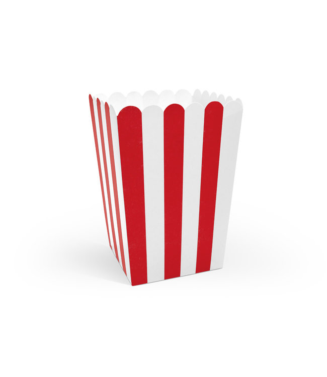Popcorn Bakjes - Rood Wit - 6stuks