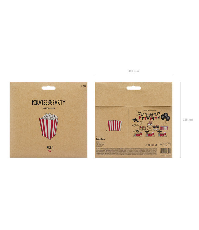 Popcorn Bakjes | Rood / Wit | 6 stuks