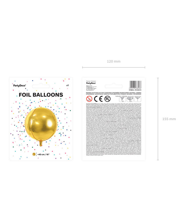 Folieballon bal/orbz goud - 40 cm