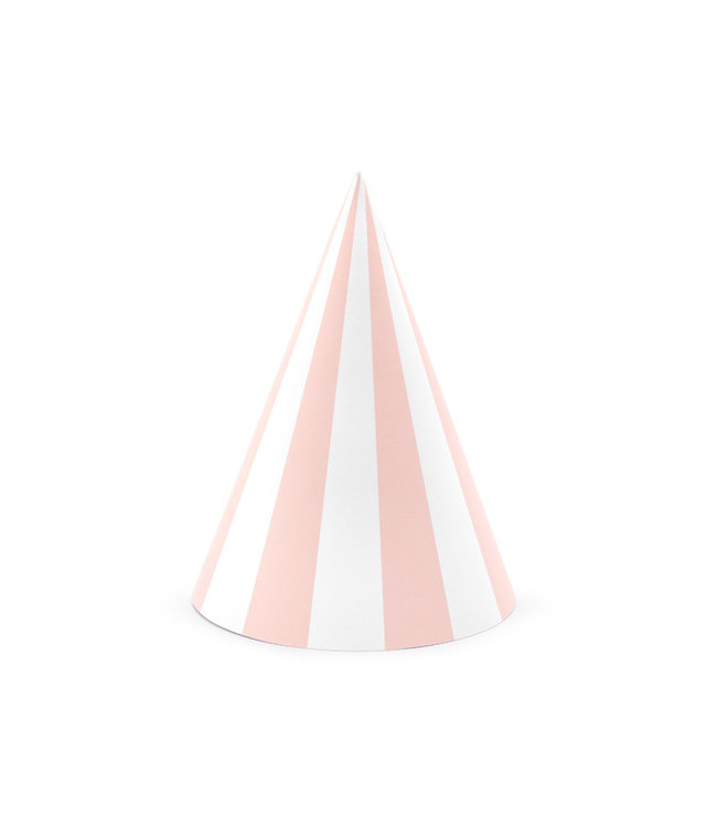 Feestmuts - gestreept - roze - 6 stuks