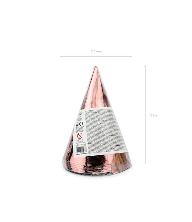 Feestmuts - rosé - 6 stuks