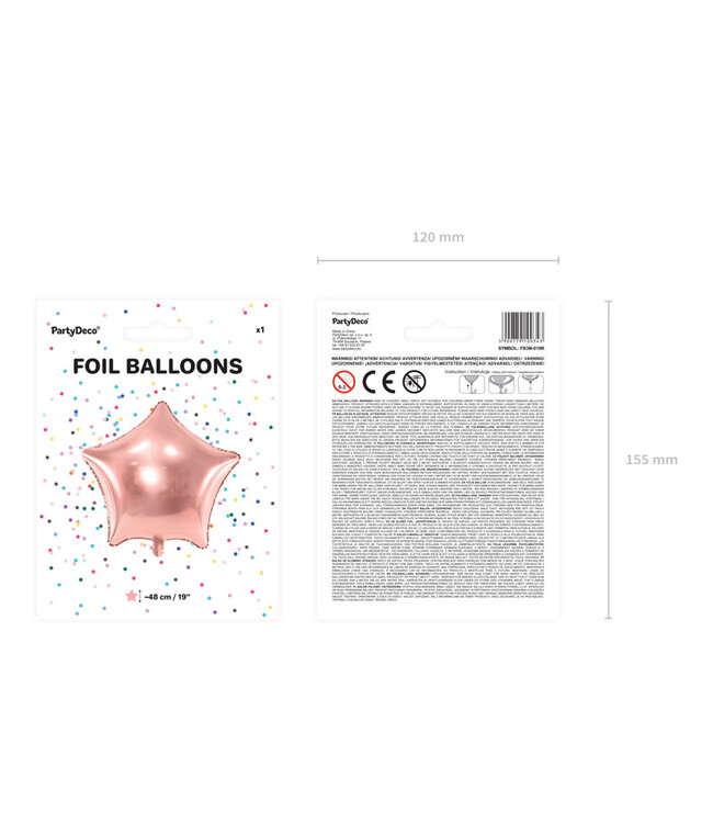 Folieballon ster Rosegoud | 48 cm