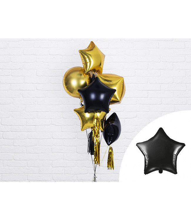 Sterrenballon  folie - zwart  - 48 cm